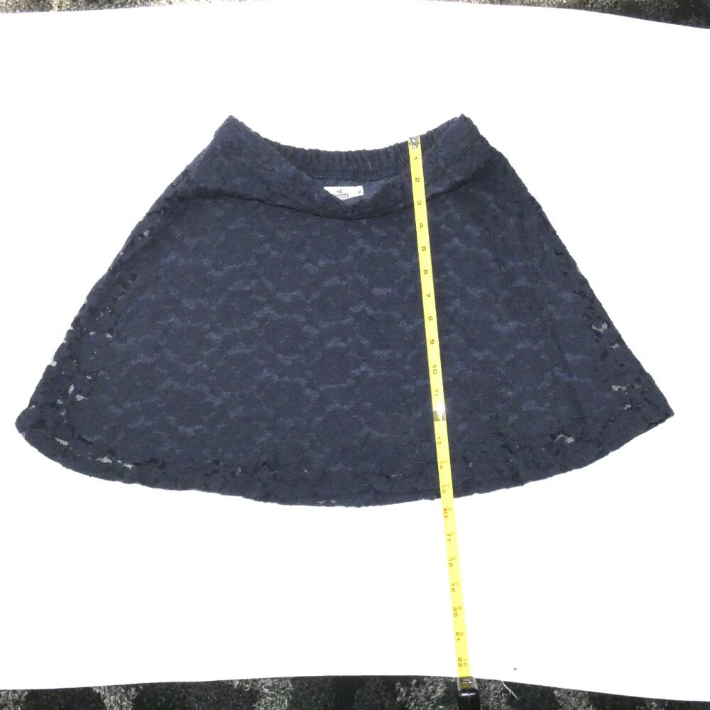 Hollister Dark Navy Blue Floral Lace, Lined Skirt, Size M